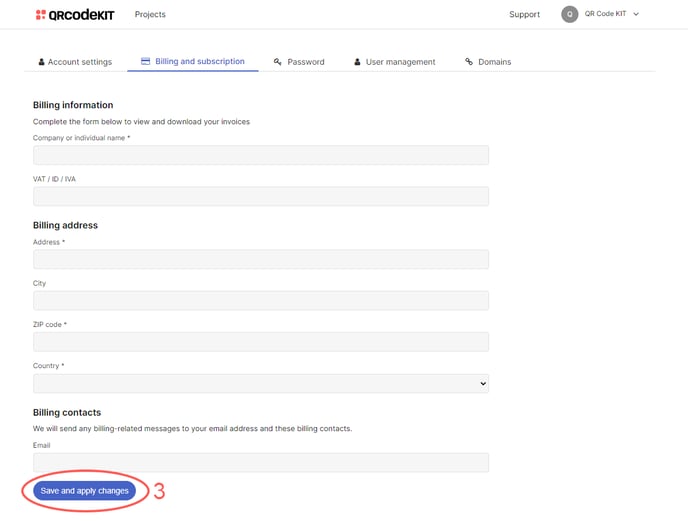 How to add billing contacts